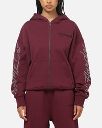 Ed Hardy Trinity Rhinestone Zip Hoodie Plum