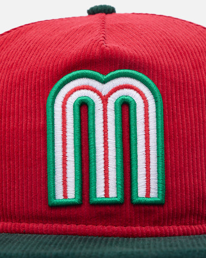 New Era Mexico National Baseball Team 'Mexican Cord Golfer' Corduroy Golfer Snapback Red/Green