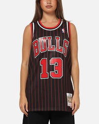 Mitchell & Ness Chicago Bulls Luc Longley 1995 Pinstripe Jersey Black