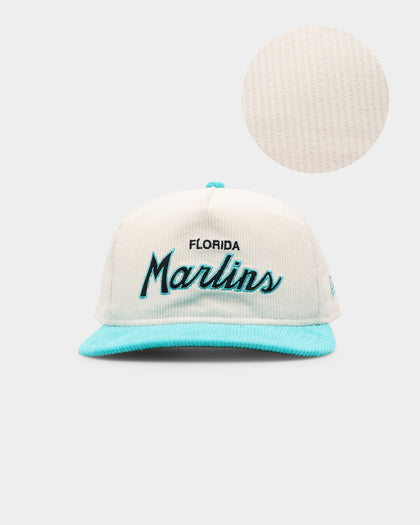 New Era Florida Marlins 'Chrome Corduroy Throwback Script' Golfer Snapback Chrome White