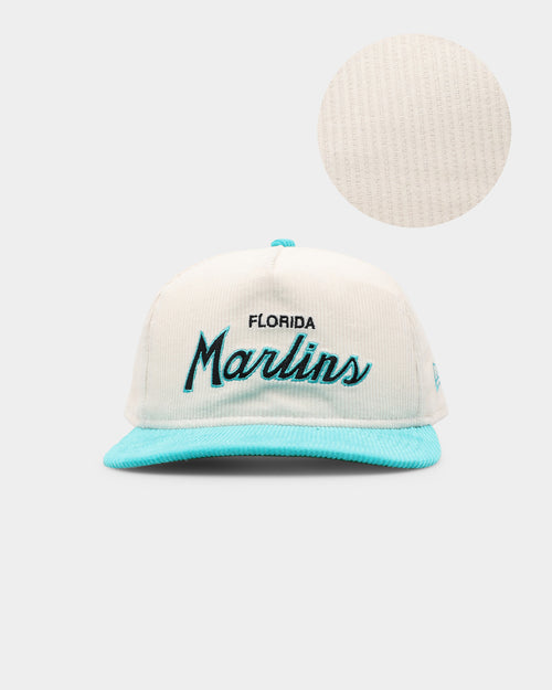 New Era Florida Marlins 'Chrome Corduroy Throwback Script' Golfer Snapback Chrome White