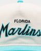 New Era Florida Marlins 'Chrome Corduroy Throwback Script' Golfer Snapback Chrome White