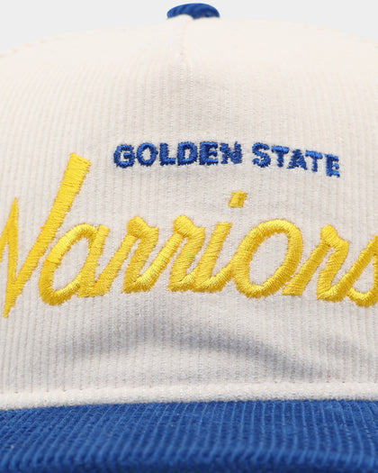 New Era Golden State Warriors 'Chrome Corduroy Throwback Script' Golfer Snapback Chrome White