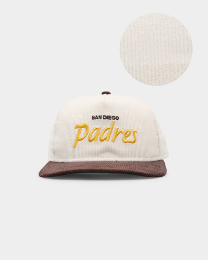 New Era San Diego Padres 'Chrome Corduroy Throwback Script' Golfer Snapback Chrome White