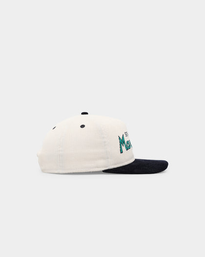 New Era Seattle Mariners 'Chrome Corduroy Throwback Script' Golfer Snapback Chrome White