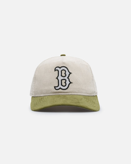 New Era Boston Red Sox 'Dusty Olive Corduroy' Golfer Pre-Curved Snapback Green Med