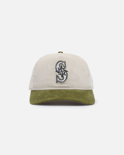 New Era Seattle Mariners 'Dusty Olive Corduroy' Golfer Pre-Curved Snapback Green Med