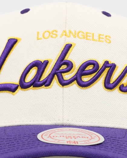 Mitchell & Ness Los Angeles Lakers Team Script OG Snapback Vintage Cream