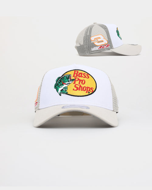 New Era X Nascar 9FORTY A-Frame Trucker Snapback Stone/White