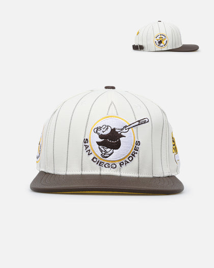 Pro Standard San Diego Padres Pinstripe Classic Logo Wool Strapback Eggshell/Yellow