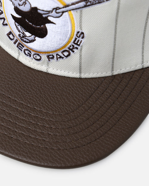 Pro Standard San Diego Padres Pinstripe Classic Logo Wool Strapback Eggshell/Yellow