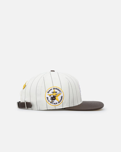 Pro Standard San Diego Padres Pinstripe Classic Logo Wool Strapback Eggshell/Yellow