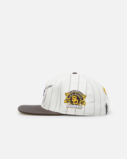 Pro Standard San Diego Padres Pinstripe Classic Logo Wool Strapback Eggshell/Yellow