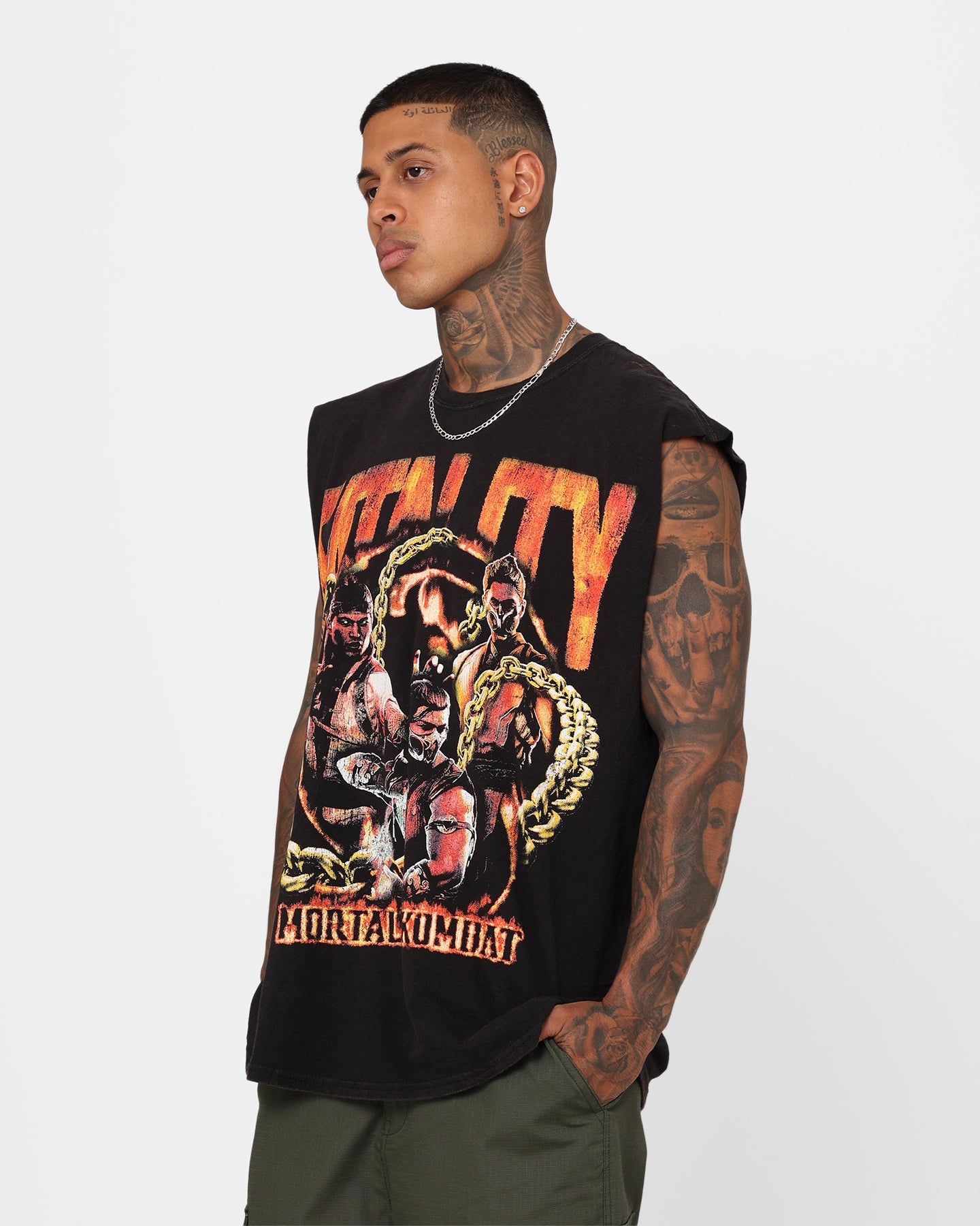 Goat Crew X Mortal Kombat Group Vintage Muscle T-Shirt Black Wash