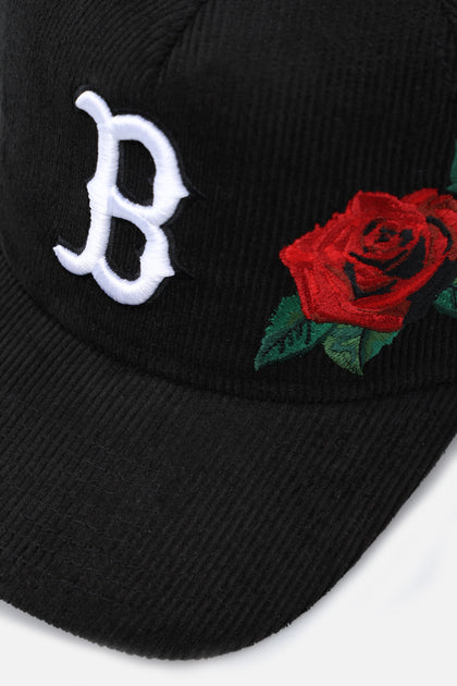 New Era Boston Red Sox 'Corduroy Roses' Golfer Pre-Curved Snapback Black Corduroy/White