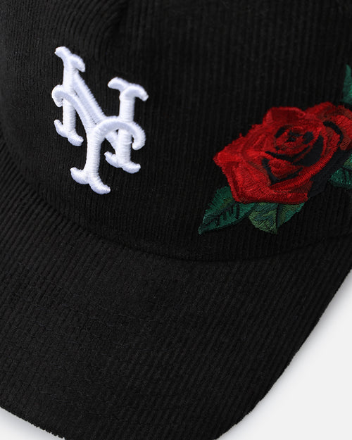 New Era New York Mets 'Corduroy Rose' Pre-Curved Golfer Snapback Black Corduroy/White