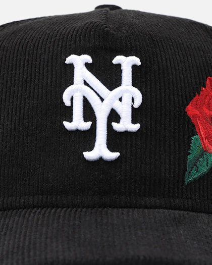New Era New York Mets 'Corduroy Rose' Pre-Curved Golfer Snapback Black Corduroy/White