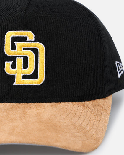 New Era San Diego Padres 'Corduroy Suede' Pre-Curved Golfer Snapback Washed Black