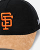 New Era San Francisco Giants 'Corduroy Suede' Pre-Curved Golfer Snapback Washed Black