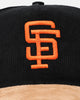 New Era San Francisco Giants 'Corduroy Suede' Pre-Curved Golfer Snapback Washed Black