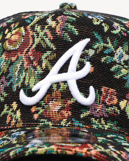 New Era Atlanta Braves 'Black Floral Tapestry' 9FORTY A-Frame Trucker Snapback Tapestry