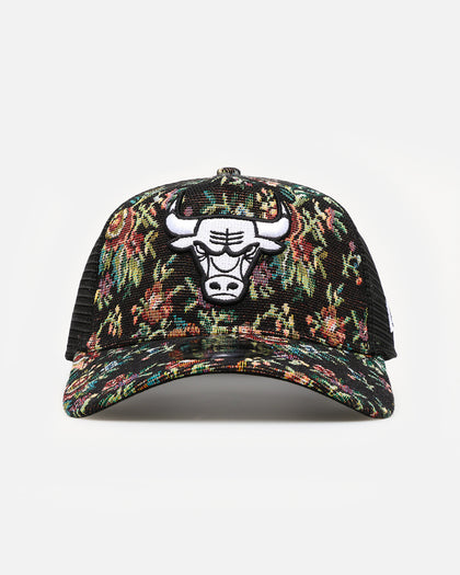New Era Chicago Bulls 'Black Floral Tapestry' 9FORTY A-Frame Trucker Snapback Tapestry