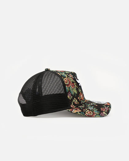 New Era Chicago Bulls 'Black Floral Tapestry' 9FORTY A-Frame Trucker Snapback Tapestry