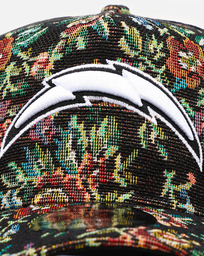New Era Los Angeles Chargers 'Black Floral Tapestry' 9FORTY A-Frame Trucker Snapback Tapestry