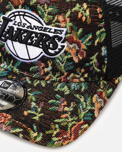 New Era Los Angeles Lakers 'Black Floral Tapestry' 9FORTY A-Frame Trucker Snapback Tapestry