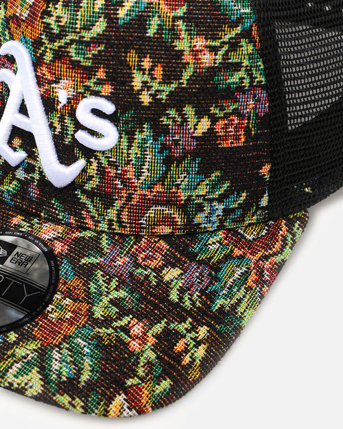 New Era Oakland Athletics 'Black Floral Tapestry' 9FORTY A-Frame Trucker Snapback Tapestry