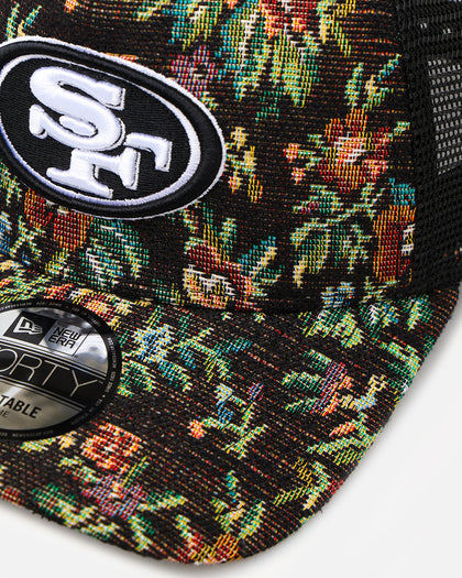 New Era San Francisco 49ers 'Black Floral Tapestry' 9FORTY A-Frame Trucker Snapback Tapestry