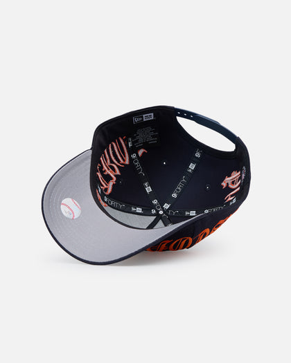 New Era Houston Astros 'Goth Script' 9FORTY A-Frame Snapback Navy/Orange