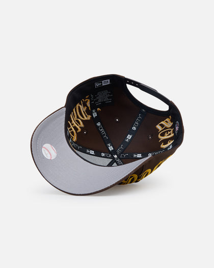 New Era San Diego Padres 'Goth Script' 9FORTY A-Frame Snapback Walnut/Gold