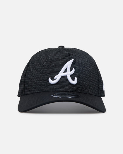 New Era Atlanta Braves 'Black All Over Mesh' 9FORTY A-Frame Trucker Snapback Black Rigid/Black