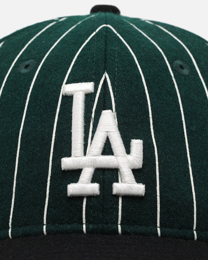New Era Los Angeles Dodgers 9FIFTY Retro Melton Pinstripe Strapback Dark Green/Black