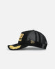 New Era Atlanta Braves 'Podium Pack' Pre-Curved Golfer Trucker Snapback Black/Metallic Gold