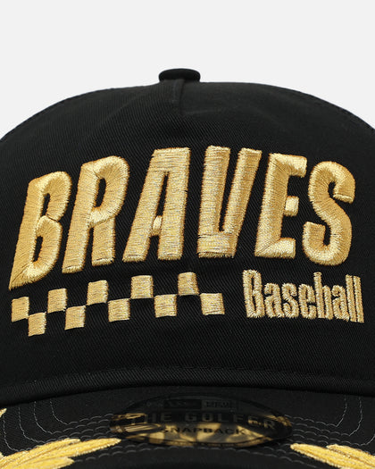 New Era Atlanta Braves 'Podium Pack' Pre-Curved Golfer Trucker Snapback Black/Metallic Gold