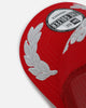 New Era Las Vegas Raiders 'Podium Pack' Pre-Curved Golfer Trucker Snapback Scarlett/Metallic