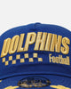 New Era Miami Dolphins 'Podium Pack' Pre-Curved Golfer Trucker Snapback Light Royal/Metallic