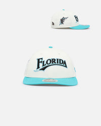 New Era X Felt Florida Marlins 9FIFTY Snapback Chrome White