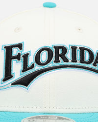 New Era X Felt Florida Marlins 9FIFTY Snapback Chrome White