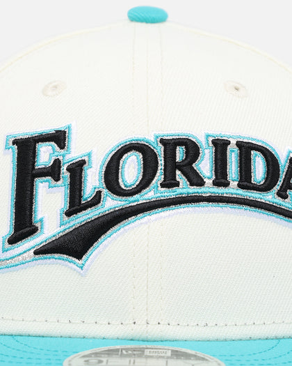 New Era X Felt Florida Marlins 9FIFTY Snapback Chrome White