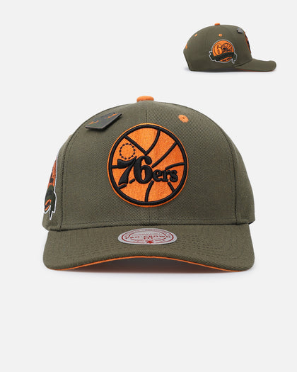Mitchell & Ness Philadelphia 76ers 'Harmony of Hues' Pro Crown Snapback Olive/Orange
