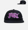 Felt Circle Pit 6 Panel Snapback Hat Black