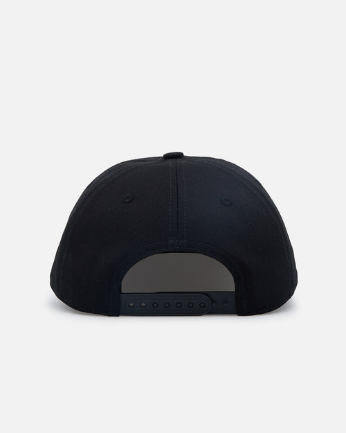 Felt Circle Pit 6 Panel Snapback Hat Black