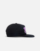Felt Circle Pit 6 Panel Snapback Hat Black