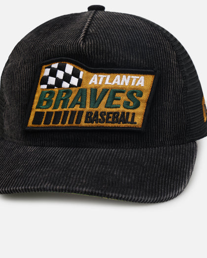New Era Atlanta Braves 'Washed Cord Racer' Corduroy Golfer Trucker Snapback Washed Black