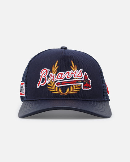 Pro Standard Atlanta Braves Fast Lane Logo Wool Trucker Strapback Midnight Navy