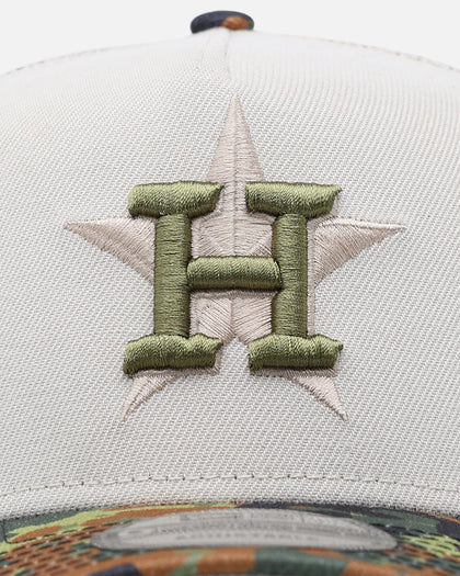 New Era Houston Astros "Camo Visor" 9FORTY A-Frame Trucker Snapback Stone/Olive
