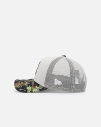 New Era Atlanta Braves "Camo Visor" 9FORTY A-Frame Trucker Snapback Stone/Olive